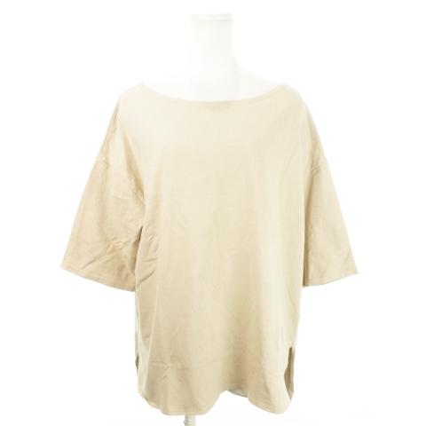 【中古】ナチュラルビューティーベーシック NATURAL BEAUTY BASIC カットソー ボートネック 七分袖 M ベージュ