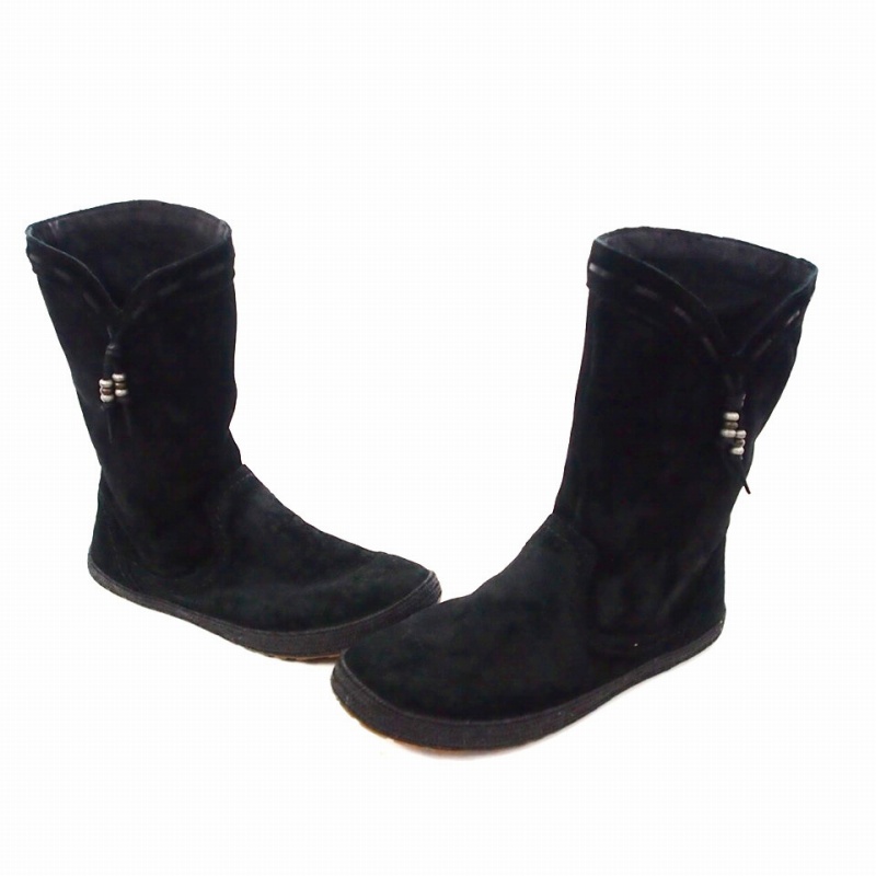 【中古】アグ UGG スエード ショートブーツ 靴 US8 25?p ブラック 黒 レディース