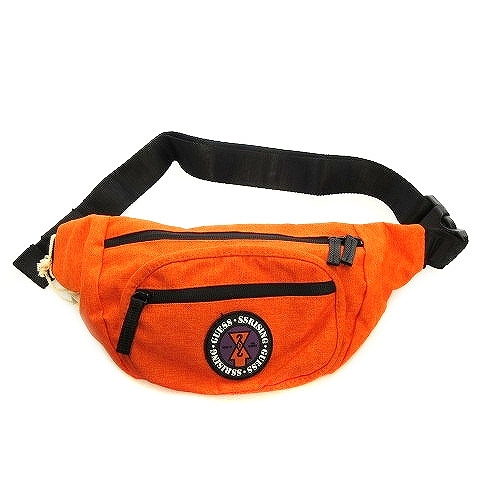 【中古】未使用品 ゲス 19AW GUESSx88RISING ボディバッグ ウエストポーチ コラボレーションロゴ オレンジ 鞄 メンズ
