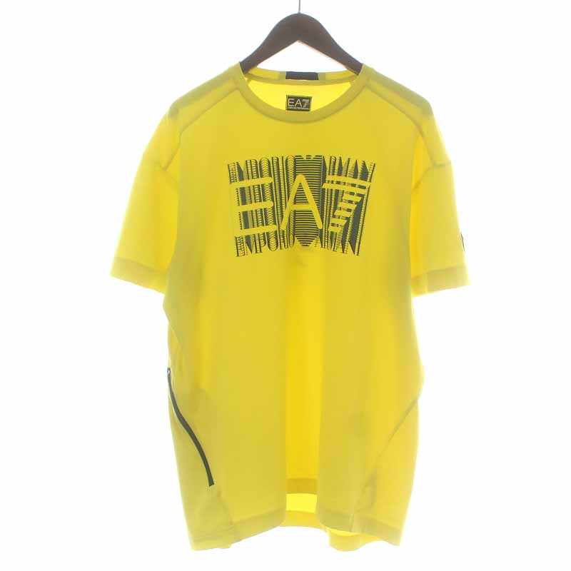 【中古】エンポリオアルマーニ EMPORIO ARMANI Tシャツ カットソー ロゴプリント 半袖 M 黄色 イエロー /YI12 メンズ