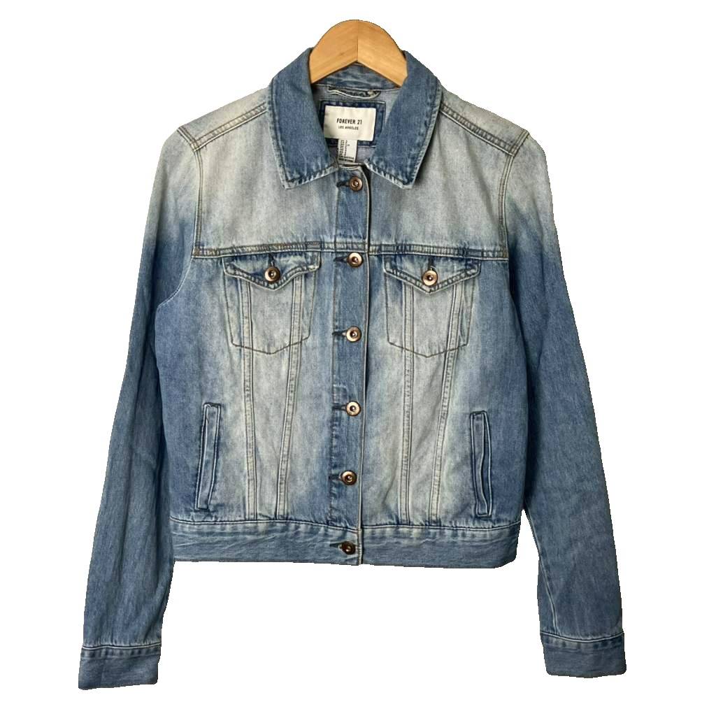 【中古】フォーエバー21 FOREVER21 Gジャン デニムジャケット ジージャン ショート丈 S 青 ブルー ■GY43 レディース