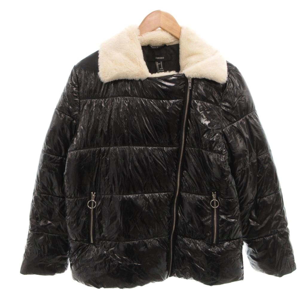 【中古】フォーエバー21 FOREVER21 中綿ジャケット ブルゾン フェイクファー M 黒 ブラック /FF レディース