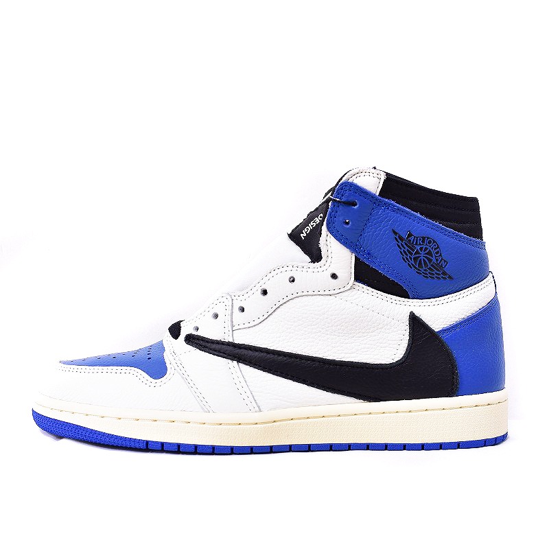 【中古】ナイキ NIKE TRAVIS SCOTT × FRAGMENT × NIKE AIR JORDAN 1 HIGH MILITARY BLUE スニーカー US8.5 DH3227-105