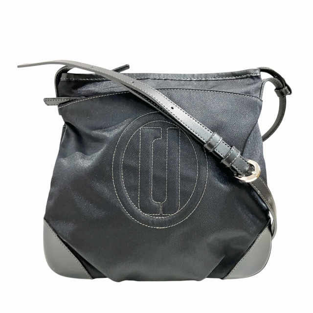【中古】シャルル ジョルダン CHARLES JOURDAN 美品 ショルダーバッグ 肩掛けカバン ナイロン×レザー 黒 ■WY