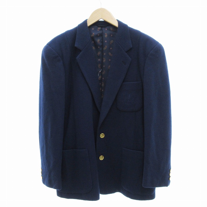 【中古】バルマン BALMAIN ピエールバルマン ヴィンテージ ジャケット メルトン ロゴ刺繍 M 青 /JS ■GY18 メンズ